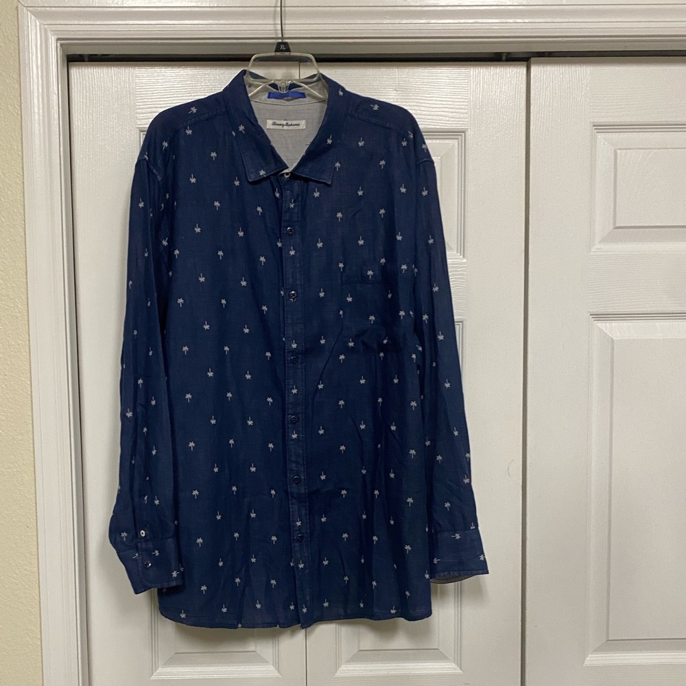 Tommy Bahama Blue Casual Button Down Shirt with Nautical Pattern